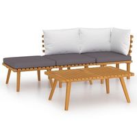 muebles de jardin 4 uds  mesa y sillas con cojines madera maciza de acacia