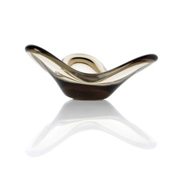 Portavelas de vidrio en marrón ahumado 16,5x16,5x8 cm