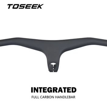 Manillar de Bicicleta de Fibra de Carbono 3K Mate SIN LOGO, Manillar Integrado de Una Pieza para Bicicleta de Montaña con Eje de 28.6mm -17 Grados