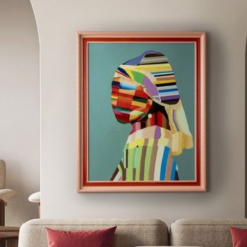 Cuadro acrílico joven con perla pop (84x104)