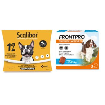 Pack antiparasitarios: collar Scalibor + comprimidos Frontpro para perros - Collar 48 cm + comprimidos 10-25 kg