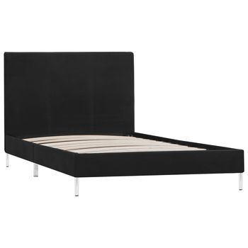 Cama Individual | Cama Para Adultos | Estructura De Cama De Tela Negro 90x200 Cm