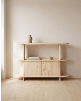 Aparador de madera de abeto en color beige de 120 cm