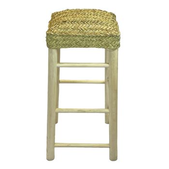 Taburete alto con asiento de esparto 60 cm