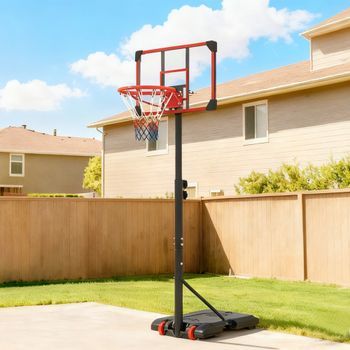 Canasta Baloncesto Sportnow Pc Hdpe Acero, 75x56x210-240cm, Rojo