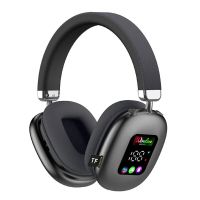 auriculares bluetooth akz616bt con pantalla digital rgb altavoz de 40 mm controlador de graves hifi 30 horas de durac