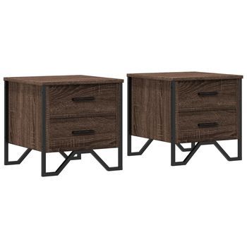 Mesitas Noche 2 Uds Madera Ingeniería Marrón Roble 40x41x40 Cm Vidaxl