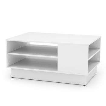 Costway Mesa de Centro Moderna Rectangular con 2 Estantes Abiertos Mesa Auxiliar para Sala de Estar Sala de Recepción 86 x 56 x 41 cm