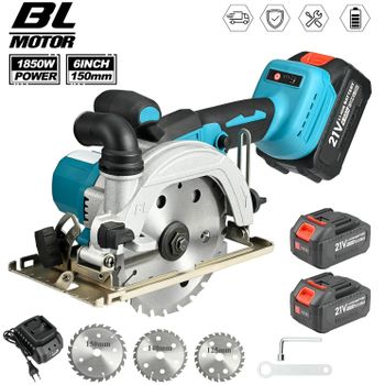 Sierra Circular Eléctrica Mini Inalámbrica de 1850W y 150mm, con Ángulo Ajustable, Herramienta Eléctrica para Trabajos en Madera y Jardinería, Compatible con Batería Makita de 18V