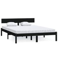 estructura de cama sin colchon madera maciza negro 160x200 cm vidaxl