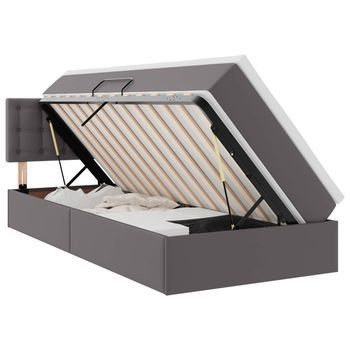 Cama Con Almacenamiento Y Colchón Con Cabecera Gris 90 X 190 Cm Vidaxl