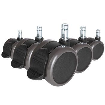 5 X Ruedas Para Suelos Duros Con Freno De Estacionamiento Rolo Stop 10 Mm / 65 Mm Hjh Office