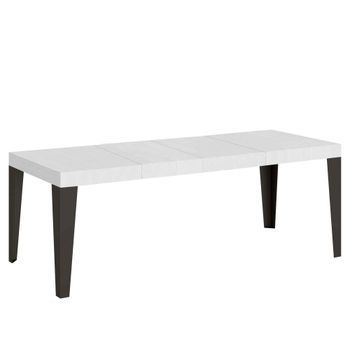 Mesa Extensible 200/304x90 Cm Flame Premium Fresno Blanco Con Patas Antracita