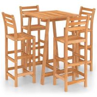 mesa y sillas de bar para jardin 5 pzas madera maciza de acacia vidaxl