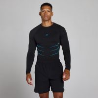 camiseta de manga larga sin costuras lift muscle fit - negro lavadoazul power - l
