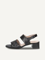 caprice heeled sandal black made of leather with trapeze heel size 36