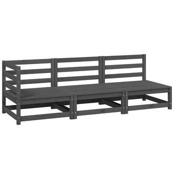 Muebles De Jardín 3 Uds | Mesa Y Sillas Gris Madera De Pino Maciza