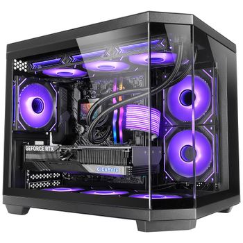 Mars Gaming MC-3TCOREM, Caja Gaming Custom Micro-ATX, Triple Ventana Cristal Templado, Diseño Cámara Dual Lateral, Soporte Refrigeración Líquida 360mm, Gestión Cableado, PC Minitorre, USB-C, Caja PC
