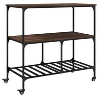 carrito de cocinarestanteria de cocina carrito de servir madera ingenieria marron roble 100x50x95 cm