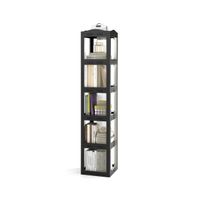 costway estanteria 5 niveles giratoria plegable biblioteca giratoria 360 con base giratoria torre de estanteria de estante alto sala estudio negro