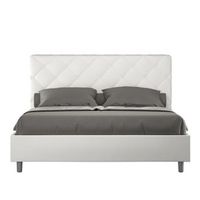 cama sin somier acolchada 160x190 cuero sintetico blanco priya