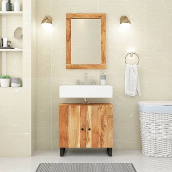 Armario De Lavabo | Mueble De Lavabo Madera Acacia Y Madera Ingeniería 62x33x58 Cm Cfw413936