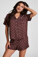 hunkemoller pantalones cortos de pijama satin marron