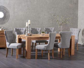 Madrid 240cm Solid Oak Dining Table with Camille Fabric Chairs