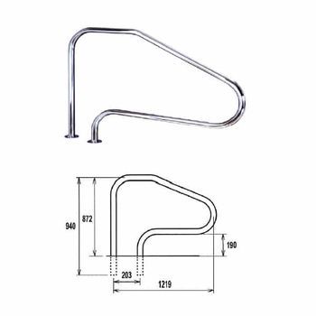 Barandilla Acceso Piscina Empotrada Aisi-316 Brillante Flexinox - 1219mm