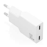 aisens - cargador ultra delgado gan 30w 2xusb-c pd30 blanco