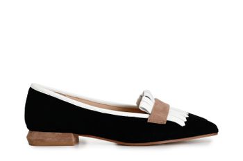 mocasines en piel de ante con flecos multi black 40