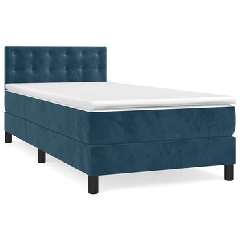 Cama Tapizada 203x90x88 Cm Terciopelo - Azul