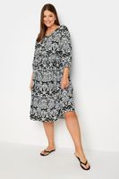 yours vestido midi negro estampado cachemira mujer curvy y tallas grandes yours