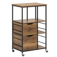 sobuy fkw111-pf carrito de servicio camarera con ruedas multiusos mueble para microondas con 3 cajones y 3 estantes 53 x 37 x 89 cm es
