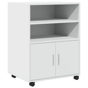 Armario Con Ruedas Madera De Ingeniería Blanco 60x48x81 Cm Vidaxl