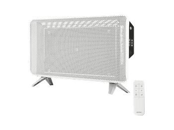 Calefactor portátil - Cecotec ReadyWarm 2000 Graphene, 1800W, Termostato 15-40 ºC, Mando, Temporizador 12 h, Cobertura 20 m², Blanco