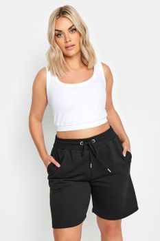 Yours Joggers Cortos Negros, Mujer Curvy Y Tallas Grandes, Yours