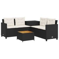 sofa de jardin  sofa de exterio en forma de l con mesa y cojines ratan pe negro