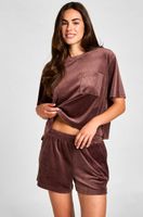 hunkemoller short bolsillo de terciopelo marron