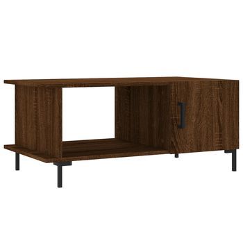Mesa De Centro 50x90x40 Cm Madera Trabajada Y Hierro - Marrón