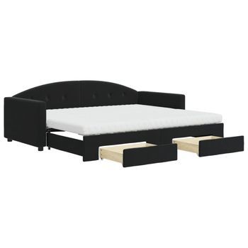 Sofá Cama Nido Con Cajones Terciopelo Negro 90x200 Cm Vidaxl