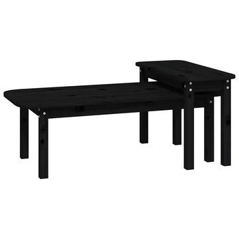 Juego De Mesas De Centro - Mesas De Café Madera Maciza De Pino Negro