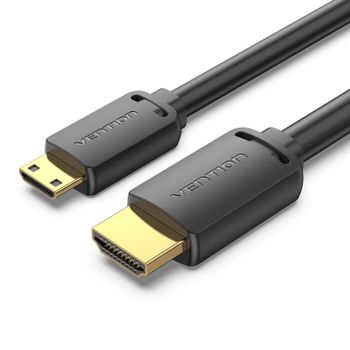 Cable HDMI Vention AGHBG Mini HDMI a HDMI 1.5m 4K 18Gbps Terminales Oro Negro