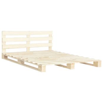 Cama Matrimonial | Cama Para Adultos | Estructura De Cama De Palés Madera Maciza De Pino 200x200 Cm