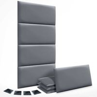 dhome juego de 8 paneles tapizados de polipiel premium pack autoadhesivos para pared acusticos absorbentes proteccion gris 60x50cm x8