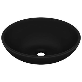 Lavabo De Lujo Ovalado Cerámica Negro Mate 40x33 Cm Vidaxl