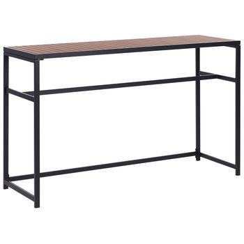 Mesa Moderna De Jardín Interior Exterior 150 X 50 Cm Acero Madera Plástica Negro Avetrana
