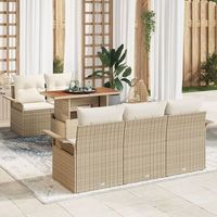 juego de sofa de jardin de 6 piezas con cojines beige de ratan de polietileno y acacia v3878 unico  beige
