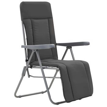 Pack 2 Uds Sillas Plegables De Jardín | Silla De Exterior | Sillón Con Cojín Gris