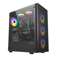 unykach mir 100 caja atx gaming cristal templado lateral y 4 ventiladores argb negra